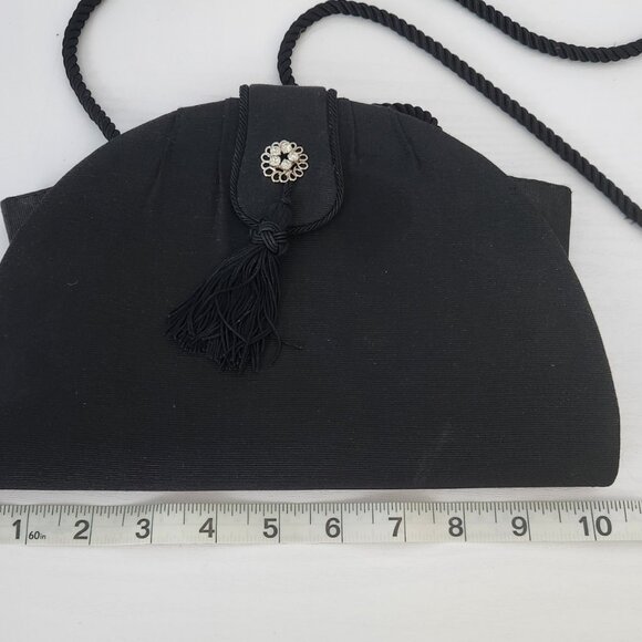 Women's Whiting and Davis International Vintage Black Fabric Evening Purse - Picture 3 of 9